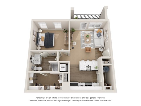 The Chestnut 1 Bedroom Apartment Floor Plan at Club at Woodside